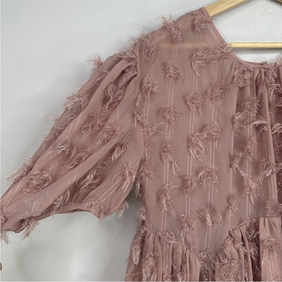 Sister Janes Fluffy Midi Dress Size Small Pink Boho Festival - Picture 3 of 7